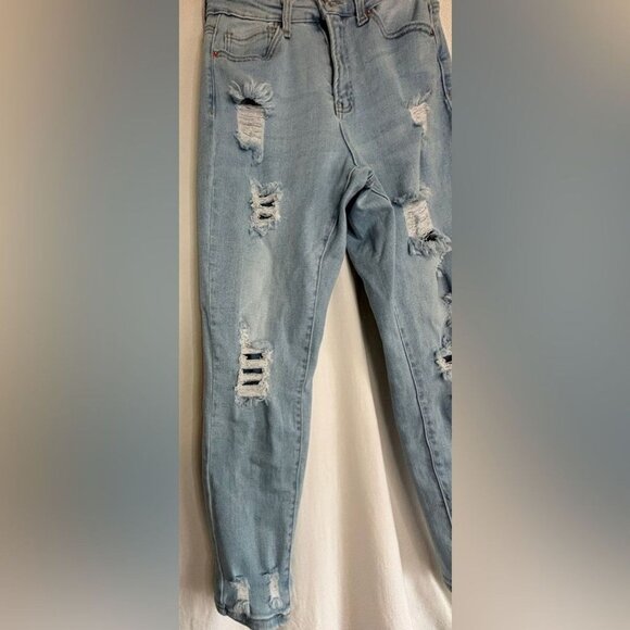 Wax Jeans Mom Light Wash Distressed Sz 5 Sz 27 - Picture 6 of 10
